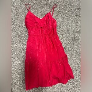 And Now This maroon/pink flowy mini dress ruffles size SMALL